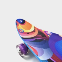Skateboard Cruiser Dragon à double concave en plastique de 26*7 pouces, conçu sur mesure, avec plateau en aluminium et quatre roues LED clignotantes, écologique