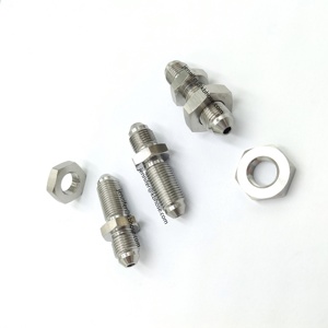 Acier inoxydable-3 AN mâle à-3 AN adaptateur de cloison évasée mâle raccord de ligne de tuyau de frein connecteur avec écrou de blocage en acier inoxydable AN3 - Product Image 3