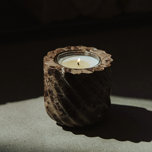 Stonekocc D12x12CM Jarre en pierre naturelle Emperador marron en spirale, bougeoir d'aromathérapie, bougeoir rechargeable, rangement en pierre, Noël - Product Image 1
