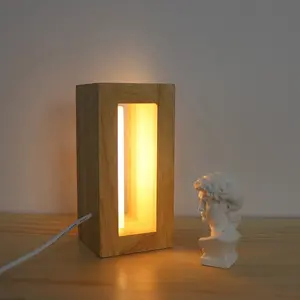 Fancy USB Power Square Wooden Led Lamp Baby Sleeping Light Decoration Acrylic Night Light For Kids Bedroom