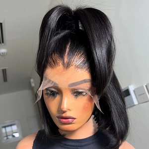 Pelucas cortas bob al por mayor <span class=keywords><strong>con</strong></span> encaje frontal, cabello <span class=keywords><strong>humano</strong></span> brasileño virgen, peluca frontal HD <span class=keywords><strong>con</strong></span> encaje, pelucas estilo bob para mujeres negras, pelucas <span class=keywords><strong>con</strong></span> encaje suizo baratas - Product Image 1