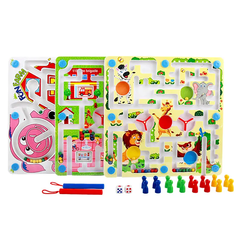 Jeu de société éducatif en bois pour enfants, stylo magnétique double face labyrinthe deux-en-un, jouets d'échecs volants