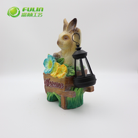 Großhandel 25,5 cm Harz-Osterhase Willkommensschild Gartenfigur mit Laterne für Außenbereich, Hof, Terrasse und Rasendekoration