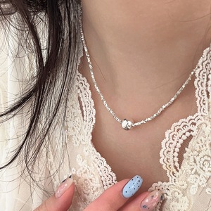 S925 Sterling Silver <b>Ball</b> Clavicle Chain Necklace <b>Bracelet</b> Set Minimalist Design Everyday Wear Fine Chains Jewelry - Product Image 3