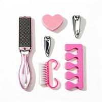 Kit de manucure rose en acier inoxydable, coupe-ongles, brosse à ongles, séparateur d'orteils, ensemble de manucure portable pour la maison et les voyages, coffret cadeau