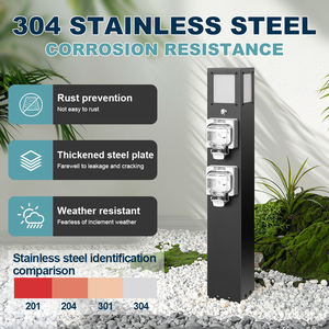 Lampadaire de <span class=keywords><strong>jardin</strong></span> intelligent sans fil en acier inoxydable avec double prise en charge étanche et durable pour lampadaire de <span class=keywords><strong>jardin</strong></span> extérieur - Product Image 4