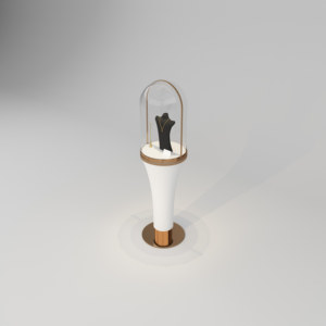 Support de présentation de bijoux moderne Socle doré Base ronde MDF Métal Éclairage LED Luxe haut de gamme Centre commercial musée - Product Image 4