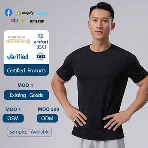 Maglietta a maniche corte con scollo rotondo a maniche corte ad alta elasticità camicia sportiva Casual da uomo a maniche corte - Product Image 4