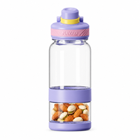 Bouteille d'eau Tritan en gros de 21 oz avec compartiment à collation, bouteille à double compartiment pour boisson, avec logo personnalisé pour le sport et la vente au détail