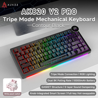Clavier mécanique de jeu AJAZZ AK820 V2 / AK820 V2 Pro, 75 % ABS, 82 touches, 10000 mAh, sans fil, tri-mode, pour ordinateur portable et PC