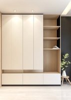 Meuble d'entrée moderne de luxe, conception personnalisée, étagère à chaussures murale simple en bois massif pour salon et appartement