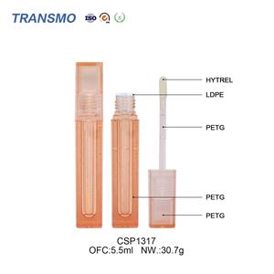 หลอดลิปกลอสพลาสติกรีไซเคิลได้ หลอดลิปกลอสแบบเป็นมิตรกับสิ่งแวดล้อม หลอดลิปกลอสทรงเหลี่ยมใส ขนาด 5 มล. - Product Image 3