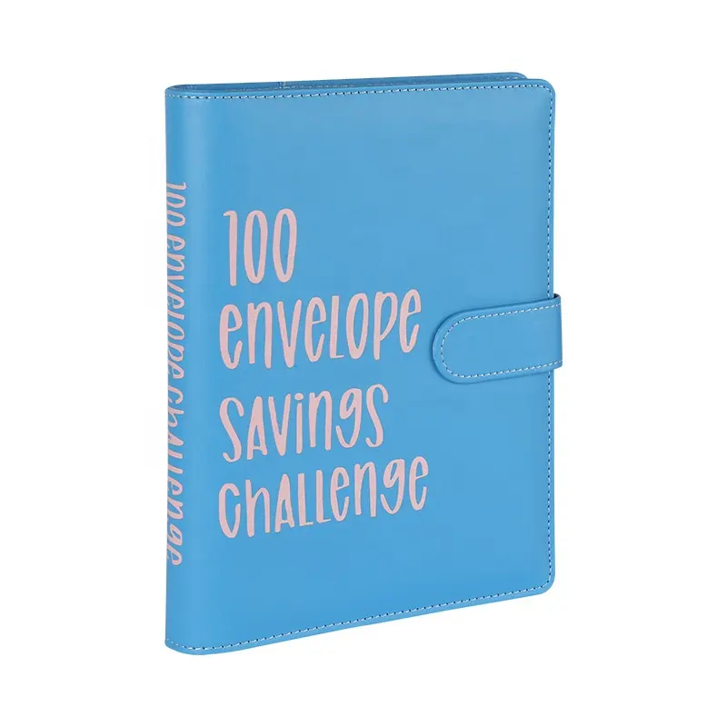 Factory Wholesale 100 Envelopes Money Saving Challenge Binder A5 Leather Savings Challenges Planner with Envelopes and Stickers