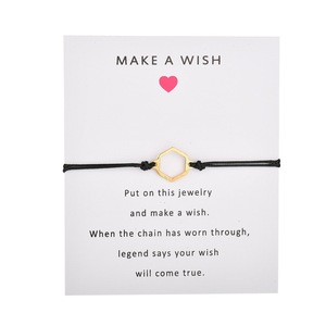 Bracciale di perline in oro caldo geometrico esagonale alla moda intrecciato fascino dell'<span class=keywords><strong>amicizia</strong></span> con carta dei desideri di anniversario personalizzabile - Product Image 3