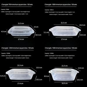 Caja Bento Rectangular de Plástico PP de 1250 ml, Envase de Alimentos para Llevar, Lonchera de Plástico, Contenedor de Alimentos Desechable Rectangular Personalizado - Product Image 4