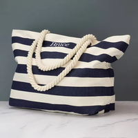 Sacs fourre-tout surdimensionnés personnalisés pour femmes, en toile écologique avec poignées en corde, fermeture éclair et logo imprimé sur mesure