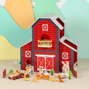 Juguetes de granja de simulación de madera para niños, juego de simulación de rol, casa de granja creativa de dos pisos, juguete educativo para niños - Product Image 6
