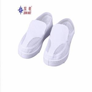 Factory direct sales of anti-static mesh shoes, white and blue <b>PVC</b> canvas two-hole mesh shoes, anti-static cleanroom work shoes. - Product Image 1
