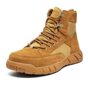 Botas de Combate TSB01 Marrón Verde Bronceado Clásicas Superligeras de Cuero Vacuno de Ante Transpirable para Verano con Cremallera Lateral de Rápido Desenganche - Product Image 1