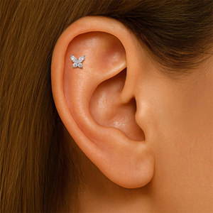 Pendientes de Plata S925 con Borla de Mariposa, Gota de Pera y Moissanita, Diseño Minimalista, 16G 6mm - Product Image 2