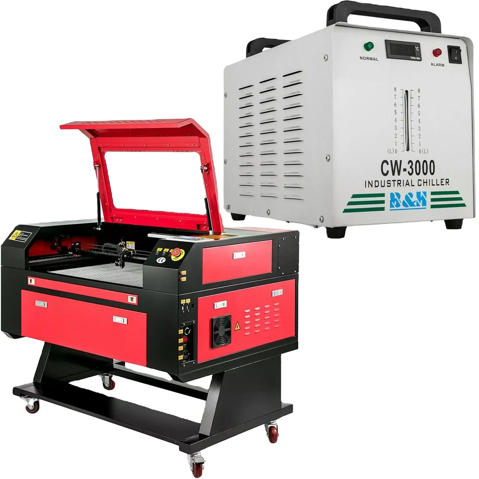 CO2 Laser Engraver Engraving 80W Cutting Engraver With CW-3000 Industrial Water Cooler Chiller For Wood Working