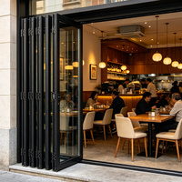 Porte pliante en verre sans cadre en alliage d'aluminium, cloison mobile en verre pour villa, balcon, restaurant, porte coulissante pliante en verre