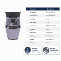 10kg Automatic Electric Top Load All-In-One Washer/Dryer for Household & Hotel Use English Control Single Tub