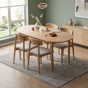 Oval <b>Wooden</b> <b>Dining</b> <b>Table</b> <b>Extendable</b> Kitchen <b>Table</b> Modern <b>Dining</b> Room Furniture - Product Image 2