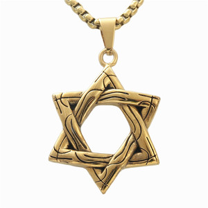 Collier avec pendentif étoile à six branches en acier inoxydable pour homme, style punk rétro 233064 - Product Image 2