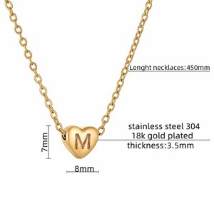 Collane con Ciondolo a Cuore Iniziale in Inglese (26 Lettere) <span class=keywords><strong>per</strong></span> Donne e Mamme, Charm Alfabetico in Oro 18K, Gioielli Raffinati in Acciaio Inossidabile, Regalo - Product Image 4