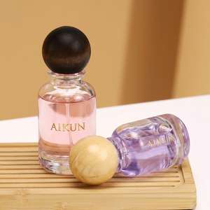 Aikun 50 ml Round Glass Perfume Set With Wood Ball Cap Water Transfer Logo Beige Drawer <b>Box</b> Custom Scents Small Batch <b>Gifts</b> - Product Image 3