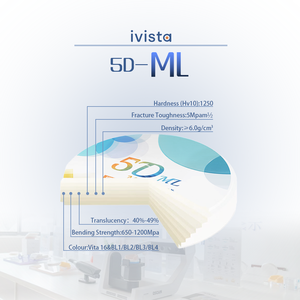 Blocco di <span class=keywords><strong>Zirconia</strong></span> Dentale Ivista 5D-ML di Alta Qualità a Basso Costo con Traslucenza 40%-49% per Sistema CAD/CAM - Product Image 3