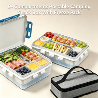 Boîte à lunch portable à 9 compartiments pour la conservation de la fraîcheur, boîte à bento avec pack de glace pour le camping