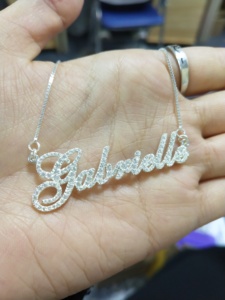 Luxury Sterling <strong>Silver</strong> 925 Jewelry Gold Diamond <strong>Name</strong> <strong>Necklace</strong> Personalized Letters Custom Ice Out Nameplate <strong>Necklaces</strong> - Product Image 2