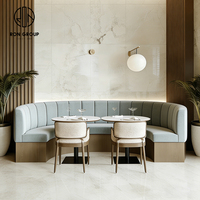 Muebles para Cafetería, Mesa y Juego de Sillas Redondas de Mármol, Semicirculares, para Restaurante, Cafetería, con Asientos Tipo Sofá