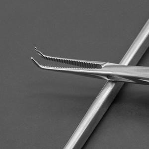 Yjianmei Pinces chirurgicales hémostatiques courbées à dents complètes pour la fixation tissulaire, instrument de ligature à angle droit, utilisation manuelle - Product Image 3