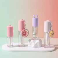 Mini tubes de brillant à lèvres mignons avec porte-clés ours cerise fleuri, contenants vides pour gloss, flacon d'huile à lèvres personnalisable avec logo, vente en gros