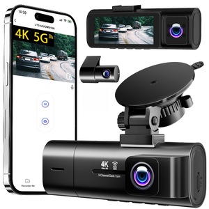 Caméra de tableau de bord triple objectif 3 canaux 4K avec WiFi, GPS, surveillance de stationnement et vision nocturne – Boîte noire de voiture - Product Image 1