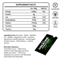 Formule personnalisée Créatine Monohydrate Gomme Menthe Énergie Concentration Vitamines Taurine Marque Privée Supplément OEM ODM