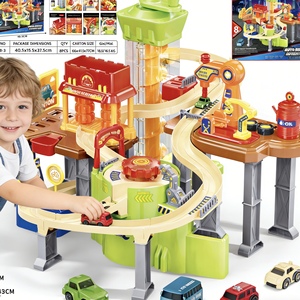 Kit de construction de circuit d'aventure de réparation automobile DIY avec garage de stationnement de voitures et convoyeur, jouet éducatif interactif et puzzle, cadeau - Product Image 3