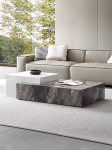 2026 意大利豪华现代简约高端咖啡桌套装，橡木材质，配石板和大理石，适合家庭客厅 - Product Image 2