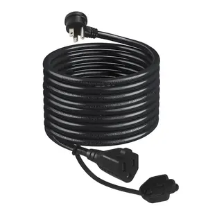 Cable de alimentación resistente a la intemperie para exteriores 16AWG Cable de extensión de enchufe plano de perfil bajo de 3 clavijas