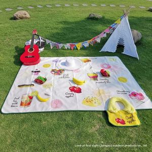 Foldable Velvet Canvas Picnic <b>Mat</b> Padded Cotton Handle Moisture-proof <b>Outdoor</b> Portable <b>Waterproof</b> Cuttable Spring Outing Cushion - Product Image 1