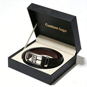 Ceinture en cuir pour homme de luxe de haute qualité personnalisable, avec emballage cadeau, boîte magnétique en carton et doublure en EVA - Product Image 2