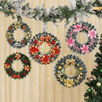 Dekorasi Natal Lintas Negara Baru, Karangan Bunga, Hiasan Pintu, Ornamen Jarum Pinus, Plastik, Gaya Eropa, Bentuk Bulat