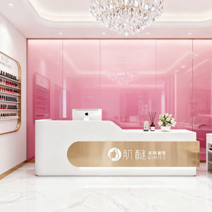 โต๊ะรับแขกแผงสี่เหลี่ยมสำหรับการค้าดีไซน์เคาน์เตอร์ไม้คุณภาพดีเยี่ยมร้านเสริมสวยปรับได้ - Product Image 2