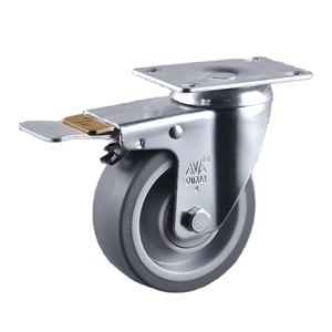 4/5/6 Zoll drehbares Lenkrad mit Bremse Elastic Rubber Cart Wheel Silent für überlegene Lenkung - Product Image 5