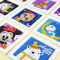 Kits de Pintura de Diamantes Personalizados con Imágenes de Animales, Tamaño Infantil, Cuadrados, con Marco, para Niños