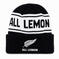 Casquette Jacquard Brodé Noir et Blanc OEM ODM avec Revers, Logo Personnalisé, Bonnet pour Activités Extérieures Automnales, 100% Acrylique