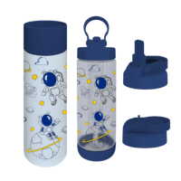 Gran oferta, botella de agua Tritan sin BPA para niños, colores y patrones personalizados, aptos para lavavajillas con método de flujo tipo pajita